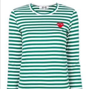 Play tee in green stripe size Large